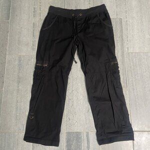 XCVI Cargo Drawstring Cotton Pants Black Size Large